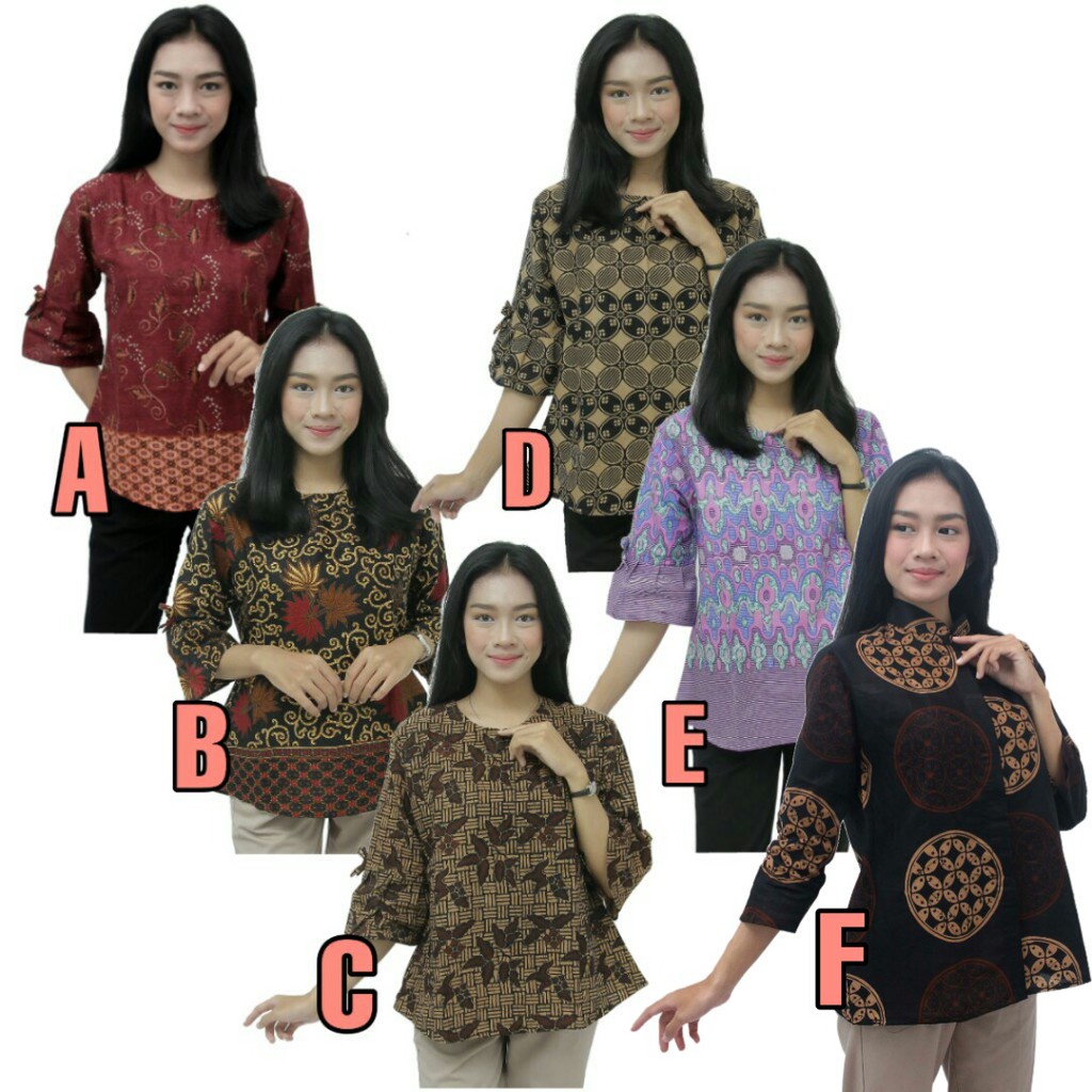 Blouse Atasan Batik Wanita Lengan Trompet 7/8- S-M-L-XL-XXL-3L-4L-5L