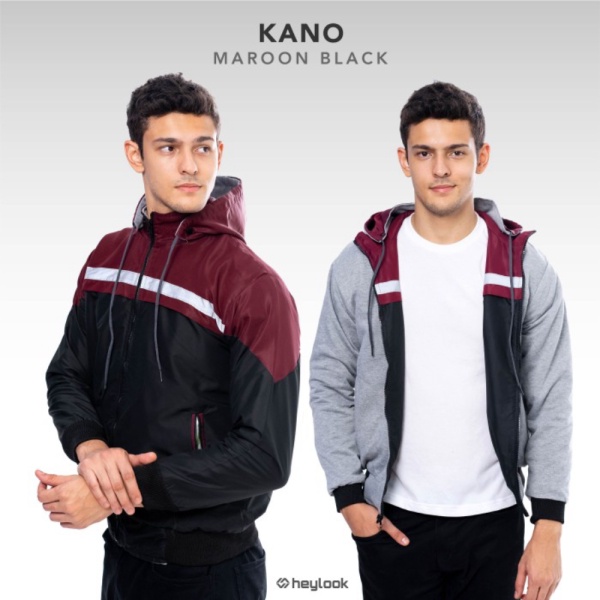 Unik JAKET PRIA BOLAK BALIK JAKET KANO PRIA JAKET MOTOR HODIE BISA DILEPAS - MARON BLACK Berkualitas