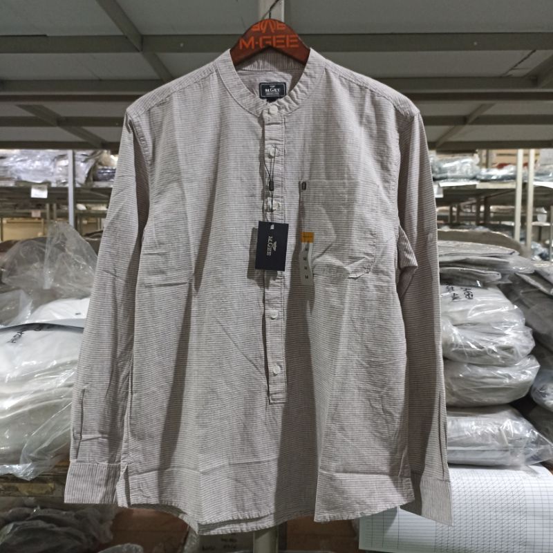 Kemeja koko lengan panjang Original MGEE ARKAN C009 GREY
