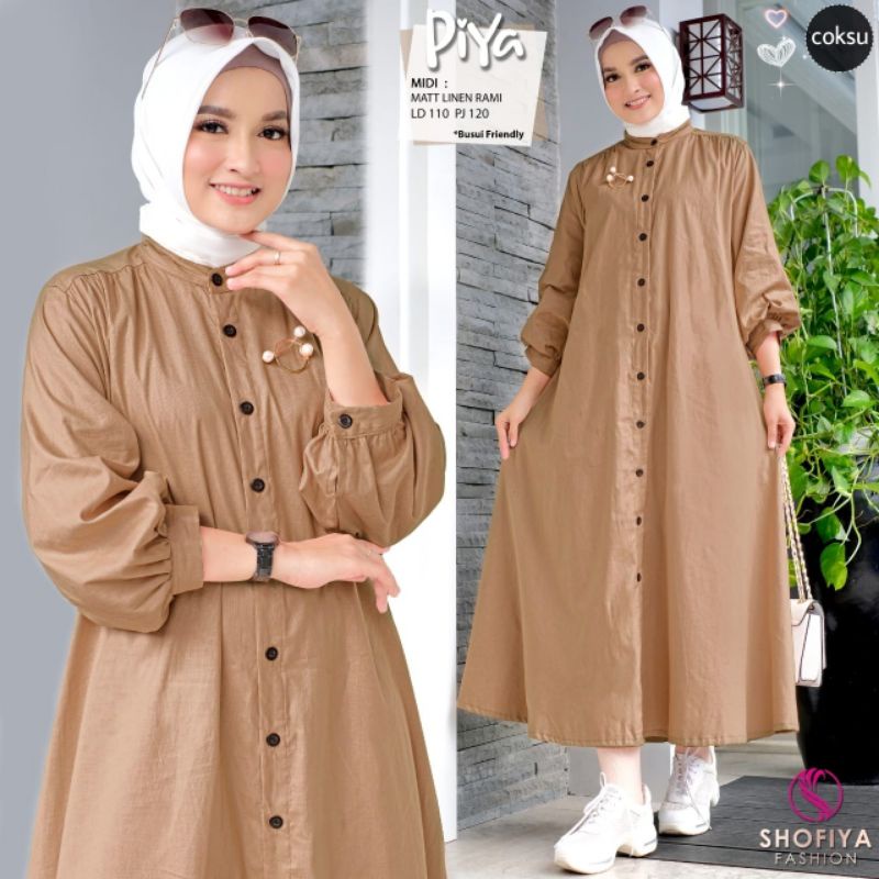 PIYA MIDI DRESS MIDI DRESS KATUN MIDI DRESS POLOS