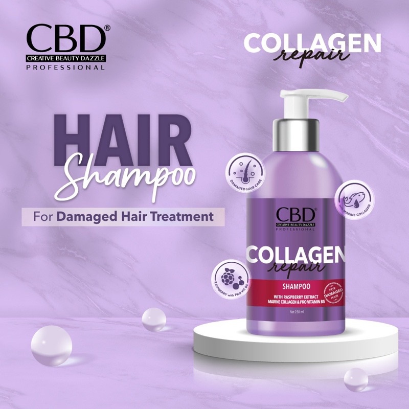 CBD Collagen Repair Shampoo 250ml / Perawatan Rambut Rusak & Bercabang / CBD Collagen Shampoo BPOM /