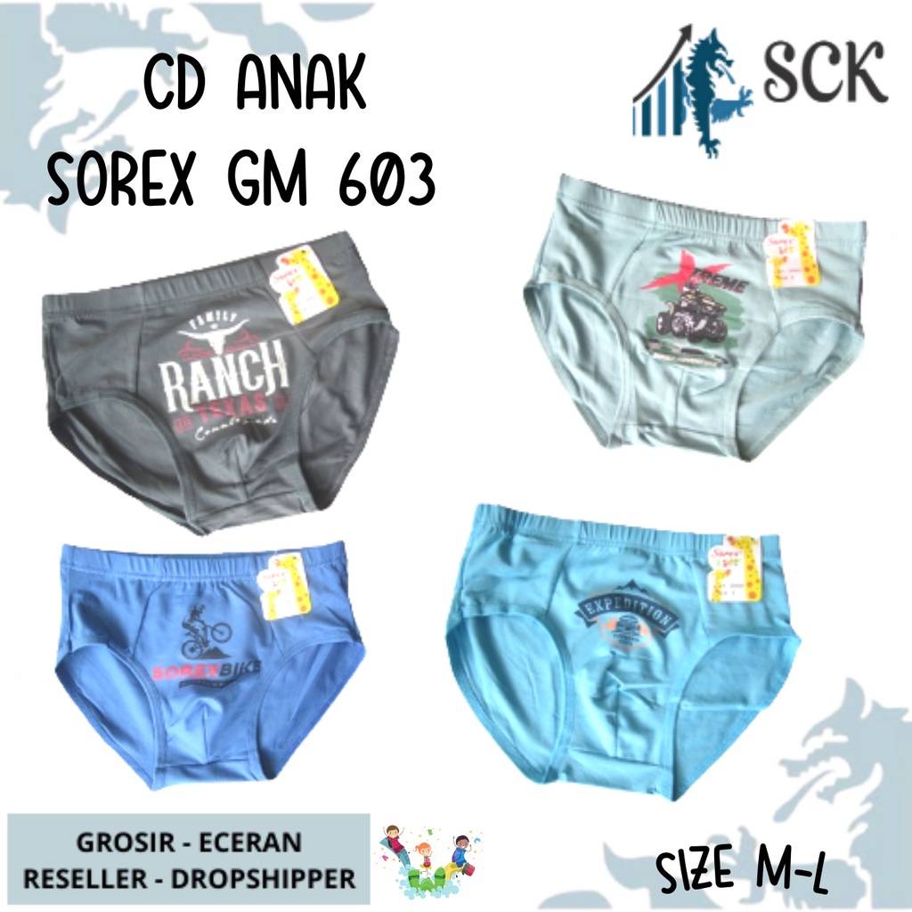 [ISI 3] CD Anak Laki-Laki SOREX GM 603 / Celana Dalam Halus Ukuran M-L / Pakaian Dalam Cowok - sckmenwear GROSIR