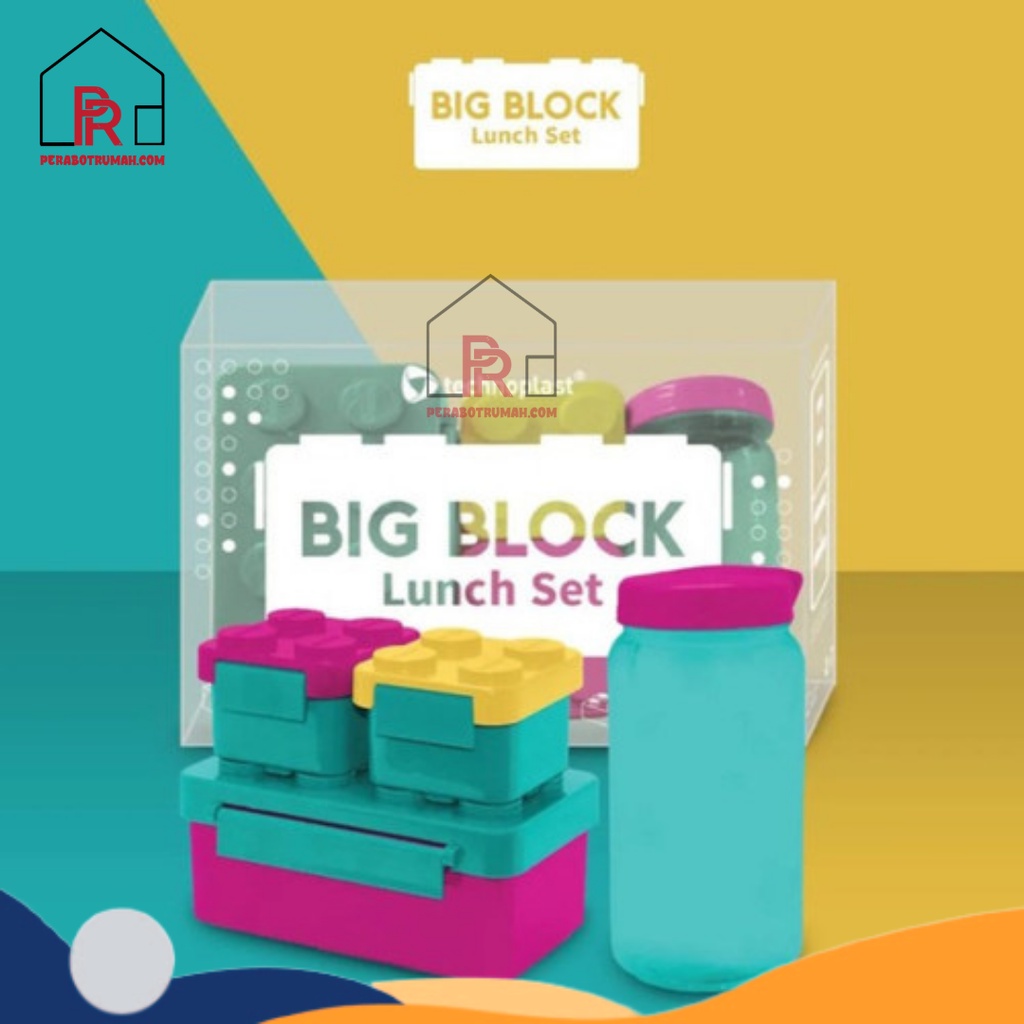 Set Tempat Makan + Botol Big Block / Lunch Box Design Unik Mainan Lego Anak Sekolah