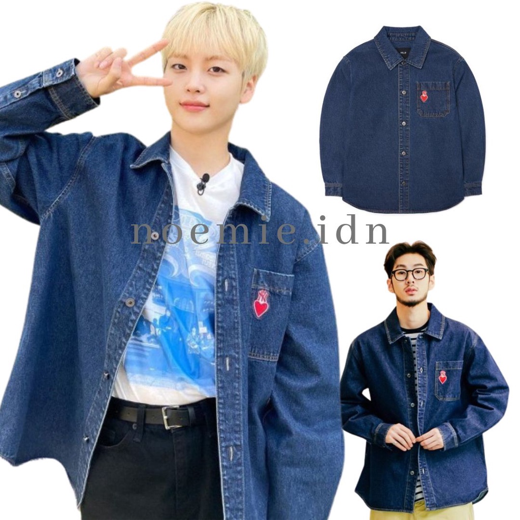 MLB heart denim long sleeve shirt