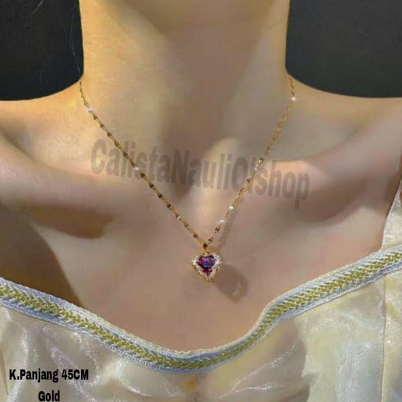 Kalung Titanium Love Collor Diamond Fashion Korea Anti Karat Dan Anti Luntur