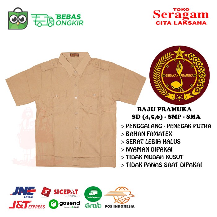 Baju Pramuka Penggalang / Penegak Putra Laki Lengan Pendek SD SMP SMA