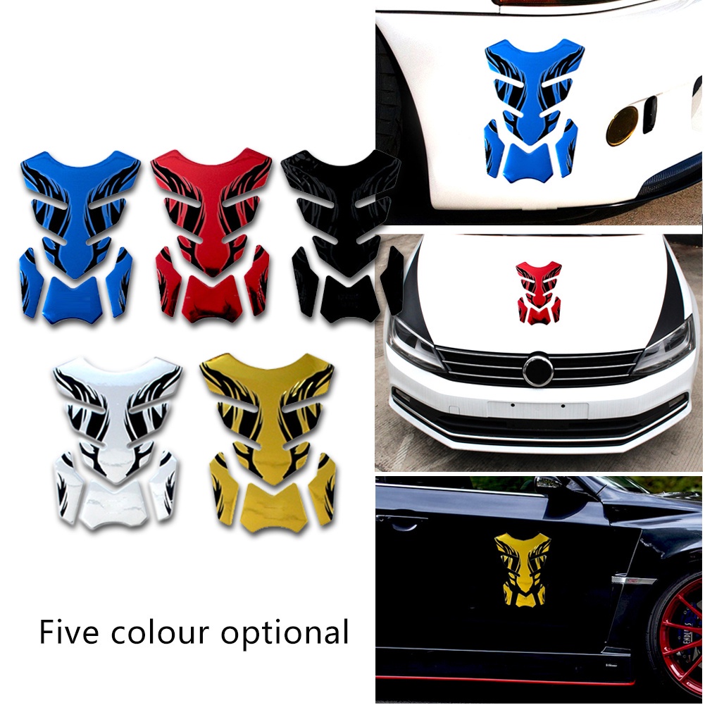 Universal Api Pola Tulang Ikan Anti Gores Karet PVC Scratch Cover Sticker Mobil Styling Stiker 3D Anti-Tabrakan Motor Tangki Minyak Stiker Motor Fuel Tank Pad Decal Sticker