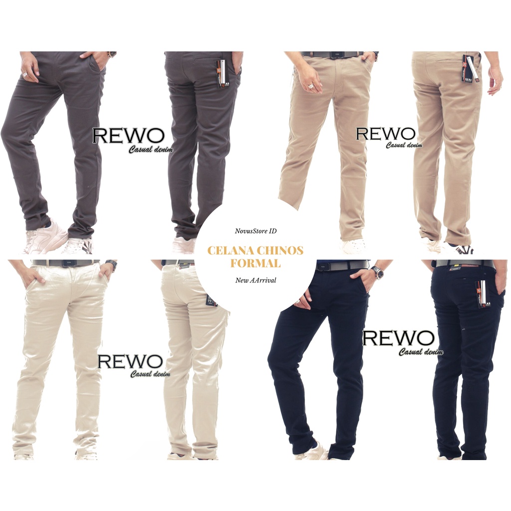 Celana Formal Pria Slim Fit Bahan Chinos Rewo Casual Denim