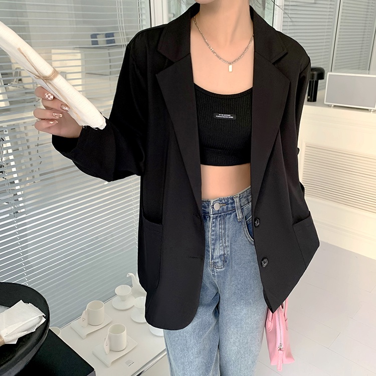 Blazer Lengan Panjang Hitam Jaket Atasan Wanita