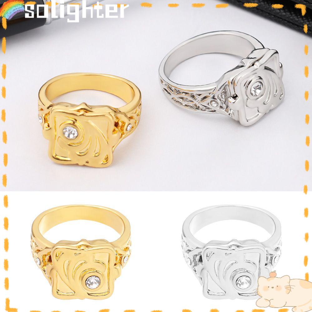 Solighter Pria Vintage Cincin Kawin Band Fashion Pria Ukir Clamshell Mewah Kamar Kecil Berlian Putih