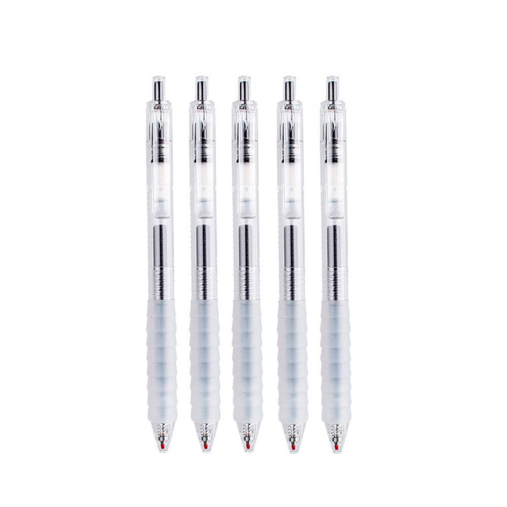 MXBEAUTY Retractabl Netral Pen Set 5pcs Tinta Hitam Alat Tulis Aksesoris Kantor Ada Nyeri Di Jari 0.5mm Tulisan Gel Pen