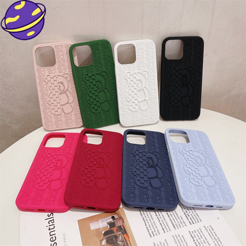 IPHONE Soft Case Beruang Kekerasan 3D Untuk Iphone14 13 12 11 Pro Max 14Plus Casing Belakang Silikon Kartun