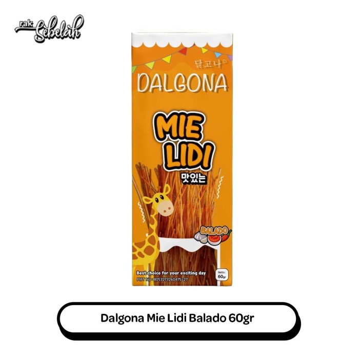 

Dalgona Mie Lidi Balado 60gr - Cemilan Snack Manis Pedas Gurih Krispi