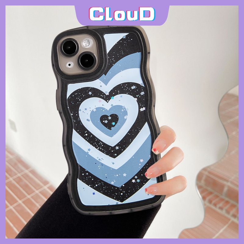 Case for Realme C35 C33 C25Y C30 C21Y C12 C11 5i 9i 9Pro + 8Pro 10 6i 7 8 C25 C20 C17 C20A 8i 7i 5 C3 9 C25s C15 Fashion Gradient Love Heart Soft Tpu Bling Stars Wavy Edge Cover