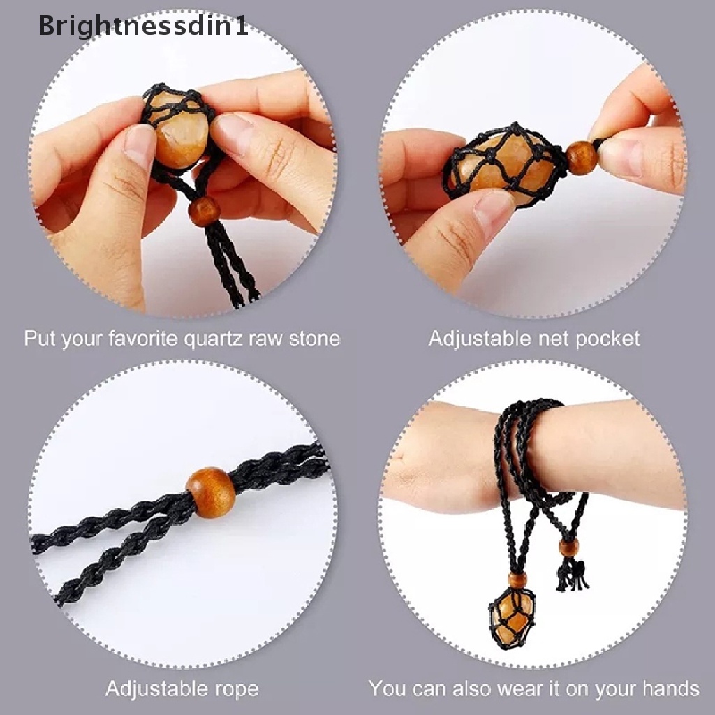 [Brightnessdin1] Diy Panjang Yang Dapat Disesuaikan Tali Kalung Kosong Batu Tempat Pengganti DIY Kalung Batu Kristal Alami Net Butik