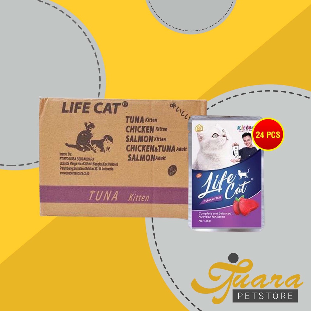 Makanan Basah Kucing Life Cat Sachet Pouch Grosir Dus isi 24 PCS 85 GR