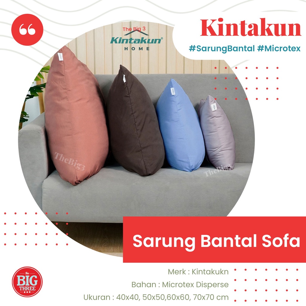 Kintakun Home Sarung Bantal Sofa 40x40 / 50x50 / 60x60 / 70x70 - Canyon Clay Dark Blue Dark Brown Pink Icing Serenity Polos TBT