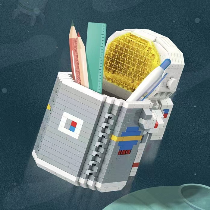 Kompatibel Dengan Lego Blok Bangunan Siswa Buatan Sendiri Pen Holder Puzzle Partikel Merakit Mainan Ornamen Astronot