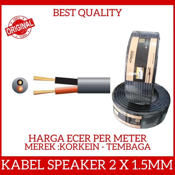 KORKEIN Kabel Speaker 2 x 1.5mm Pro Audio Cable Speker Spiker Per Mtr