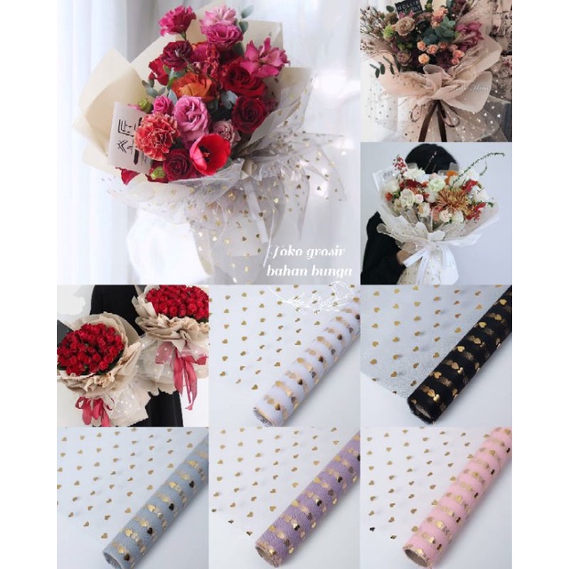 Kain Tile Golden Heart - Jala jaring Mesh Motif Hati - Kain Jala Tile