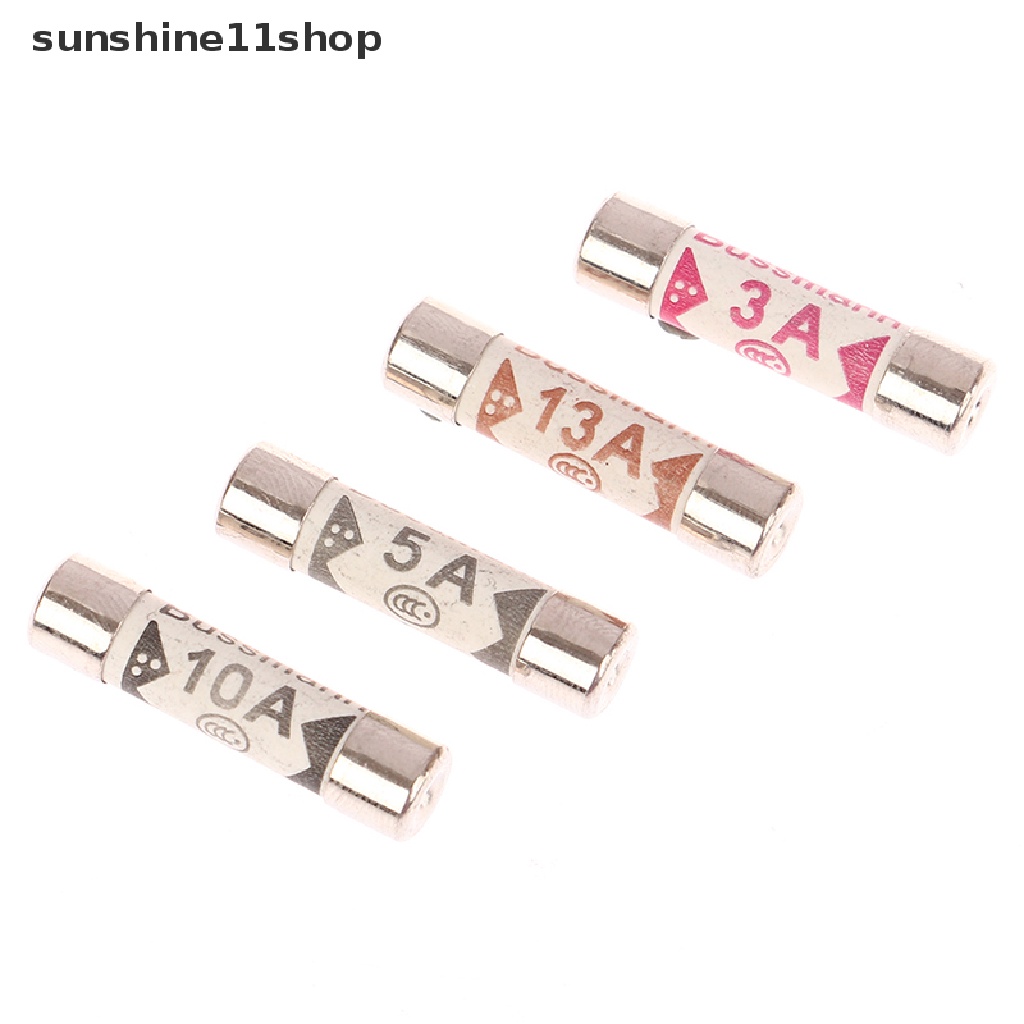 Sho 2PCS 6x25mm 3A/5A/10A/13A Plug Top Fuse Colokan Listrik Ceramic Fuse Tube N