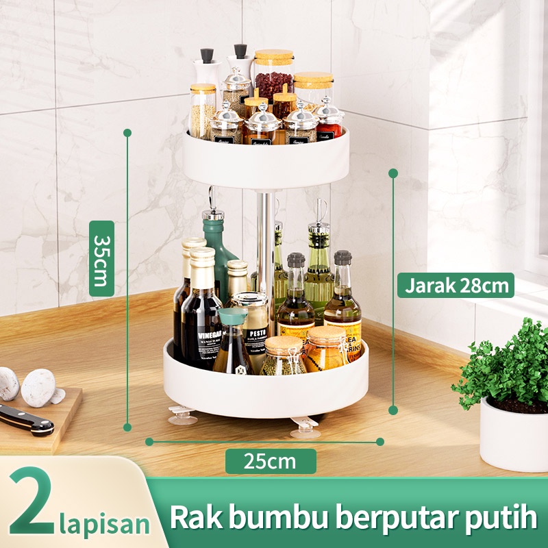 Barnik88 Rak Dapur Terbaru Multifungsi Rak Bumbu Dapur Berputar 360 Derajat Rak Bumbu tingkat Plastik