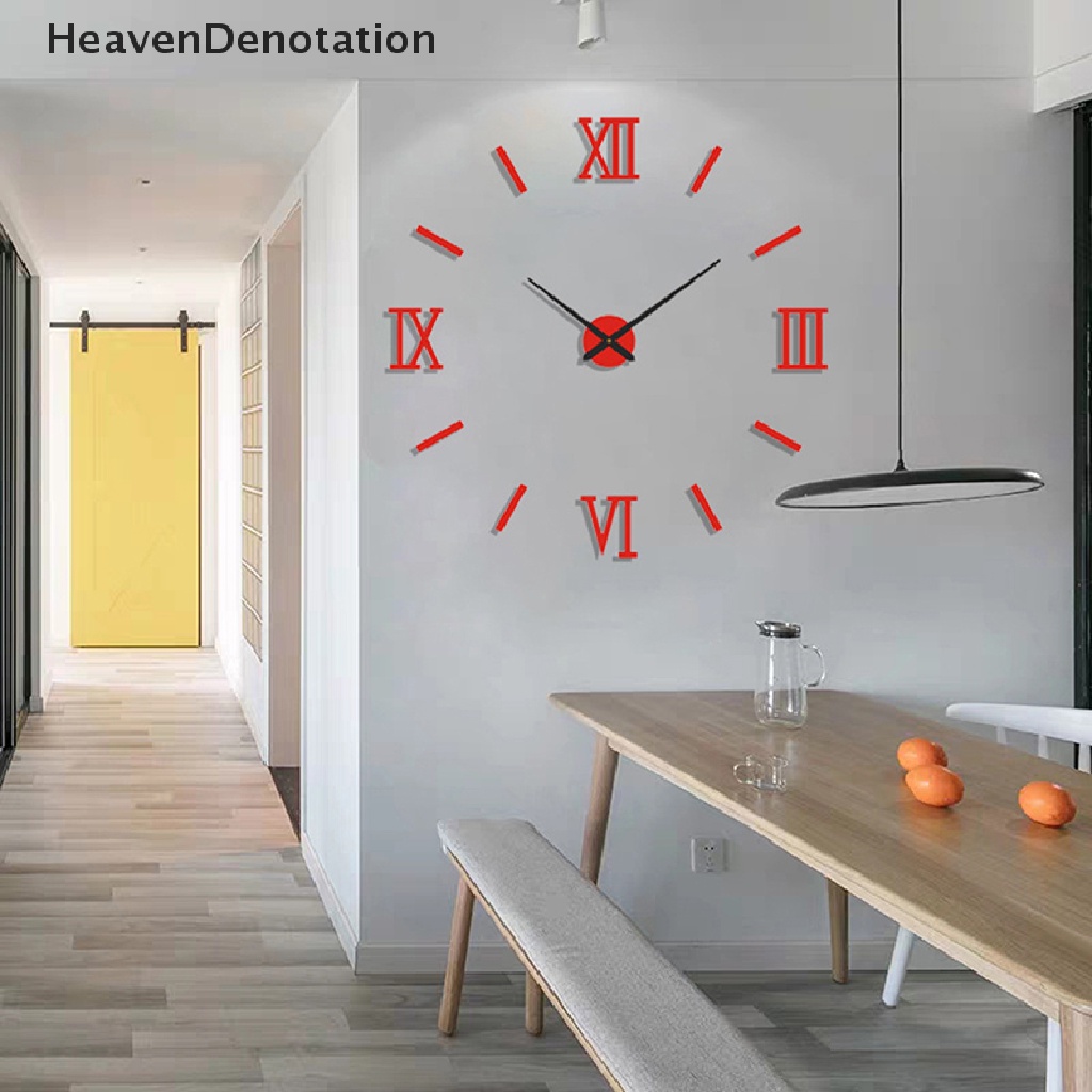 [HeavenDenotation] 3d Bercahaya Jam Dinding Tanpa Bingkai Akrilik DIY Digital Clock Wall Stiker Silent Clock Untuk Ruang Tamu Kamar Tidur Kantor Dekorasi Dinding HDV