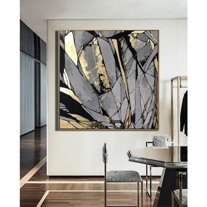 Lukisan dinding kanvas abstrak corak emas modern simple lukisan dinding kanvas minimalis modern deko
