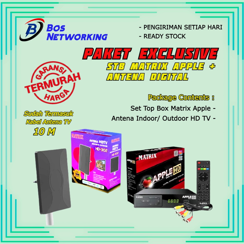 Set Top Box Matrix Apple Merah Antena Digital HD TV
