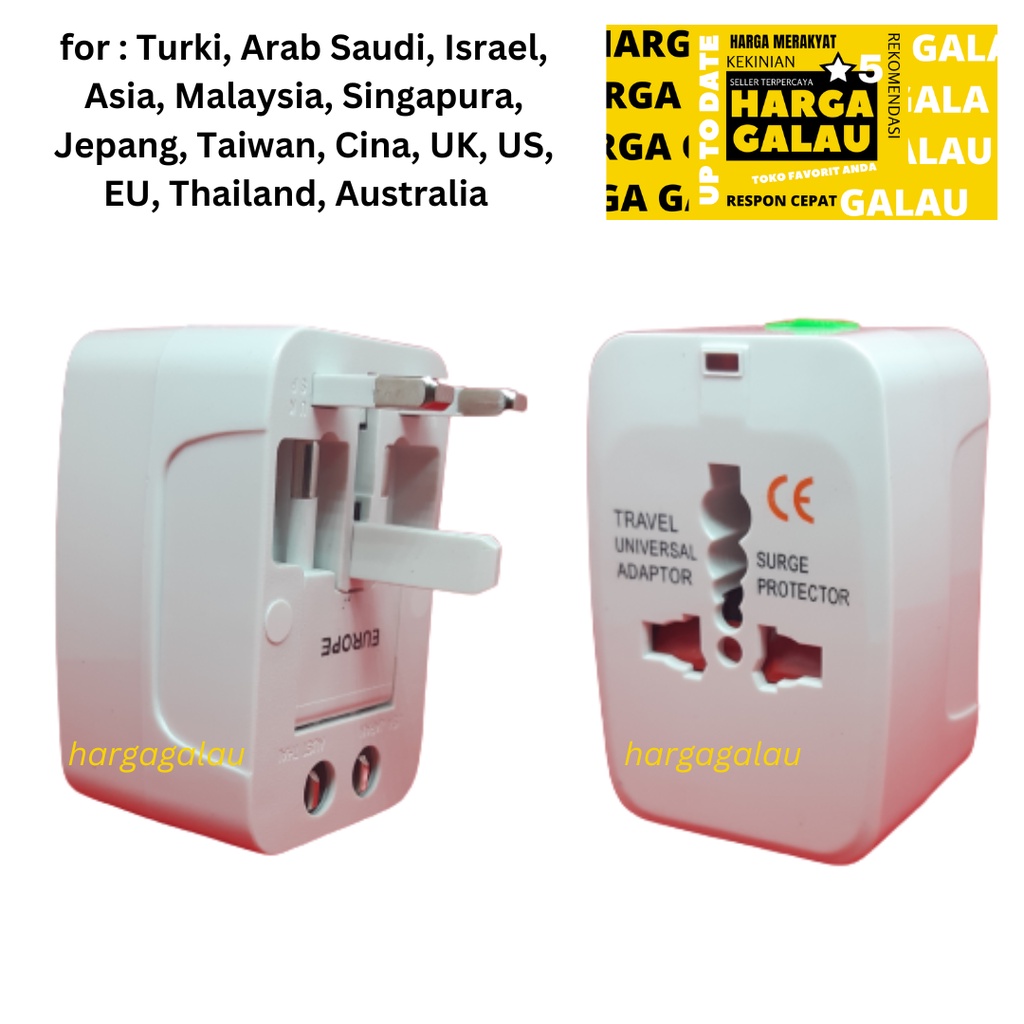 Sambungan Listrik Jepang Australia New Zealand Argentina Myanmar China Turki Arab Saudi Malaysia Thailand Vietnam Singapura Hongkong EU Japan Asia Indonesia Colokan 3 Pin Travel Adaptor UK Over Steker Original