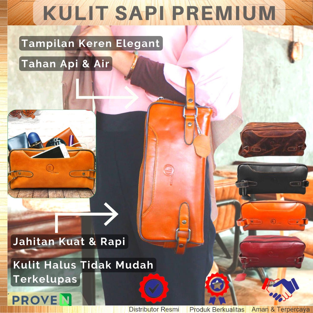 Tas Pouch Bag Clutch Bag Kulit Sapi Asli  Multifungsi AP02 ZIVAA ALICE LEATHER KULIT SAPI ASLI  STYLISH WATERPROOF BISA COD