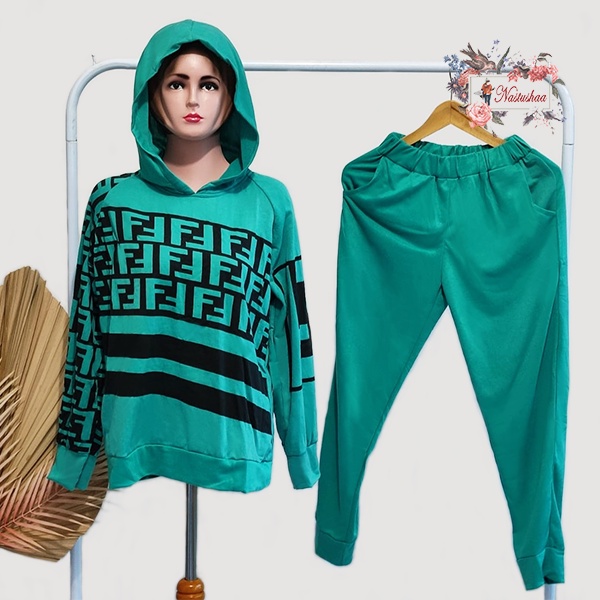 Setelan Hoodie Wanita Murah / Setelan Hoodie + Jogger Jumbo One Set Cassual Baby Terry Sporty Fashion Muslim
