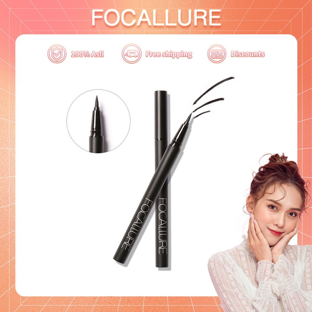 FOCALLURE #ConfidenceHalo Eyeliner Anti Air Eyebrow Pencil Eyeliner Gel pencil-Tahan air Eyeliner Untuk Mata Eyeli Eyebr