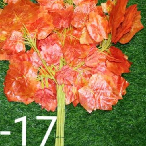✈ Daun Anggur Orange / Daun Dekorasi / Daun Plastik / D-017 / 1 lusin ☏