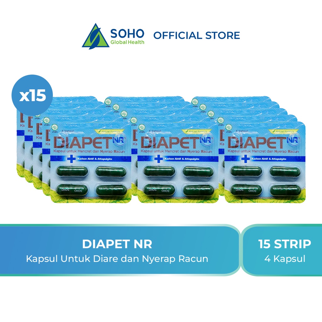 Diapet NR (Nyerap Racun) Kapsul Untuk Mencret 15 Strip isi 4 Kapsul