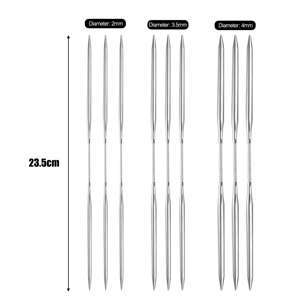 3pcs 2/3.5/4mm Stainless Steel Circular Rajut Crochet Needles Magic Needle Circle Dengan Double Pointed DIY Tenun Pin Untuk Kaus Kaki Syal Jarum Alat Kerajinan