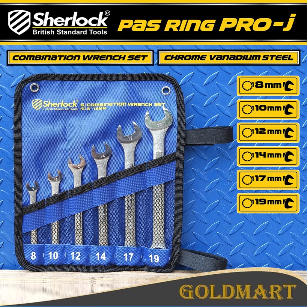 Kunci Ring Pas Original Sherlock 6 pcs per set (size: 8 - 19 mm ) Pro-J series