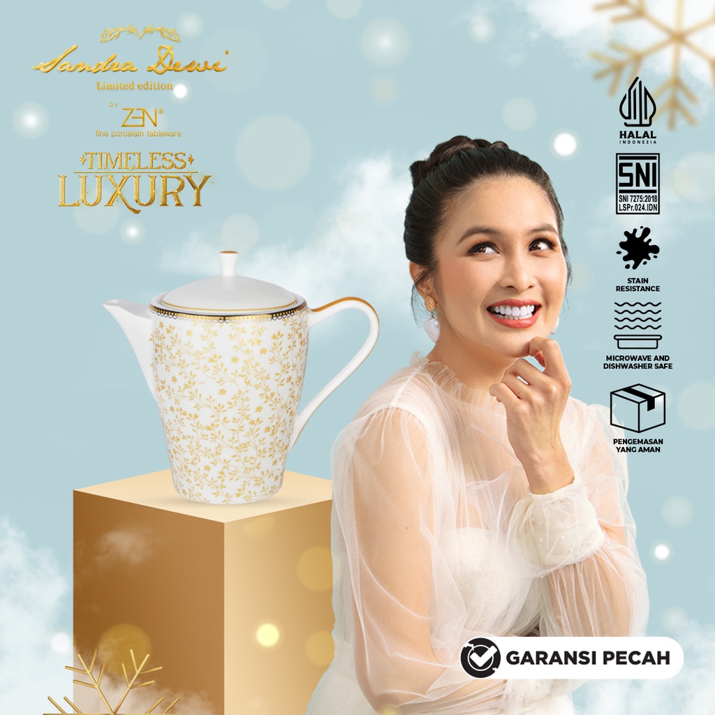 ZEN X SANDRA DEWI Teko Keramik Golden Blossom + Giftbox