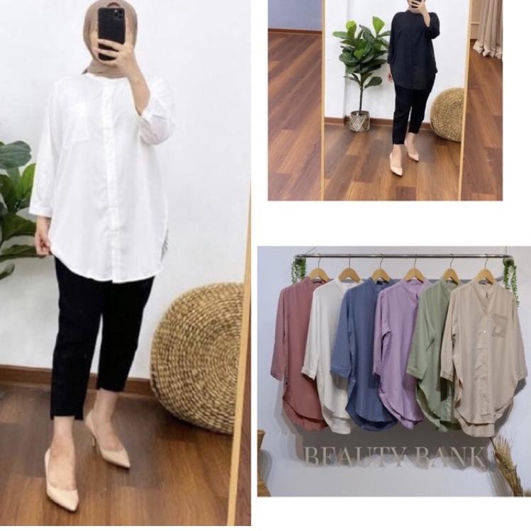 ➭ KEMEJA TUNIK POLOS JUMBO XXL LD 120 / Shakila Premium Import | Atasan MUSLIM REAL PICT ☻