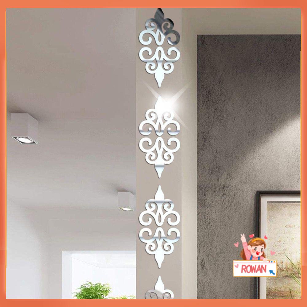 R-flower 10PCS/Set Cermin Stiker Dinding Perekat Diri Latar Belakang TV Ruang Tamu Hiasan 3D Bunga Mural