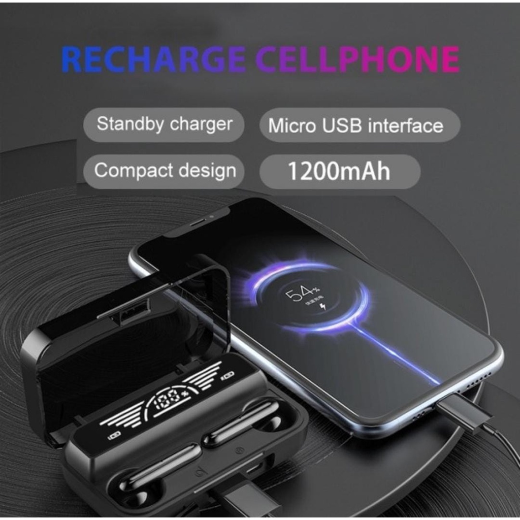 HEADSET BLUETOOTH WIRELESS M29 PRO TWS + POWERBANK 3500 MAH - EARPHONE HEADSET BLUETOOTH WIRELESS