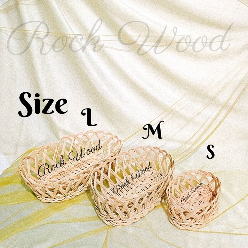 

[BUY1 GET3 ROTAN] keranjang rotan lonjong crown 1set isi 3ukuran Diameter 29cm 25cm 15cm hampers dekorasi parcel murah