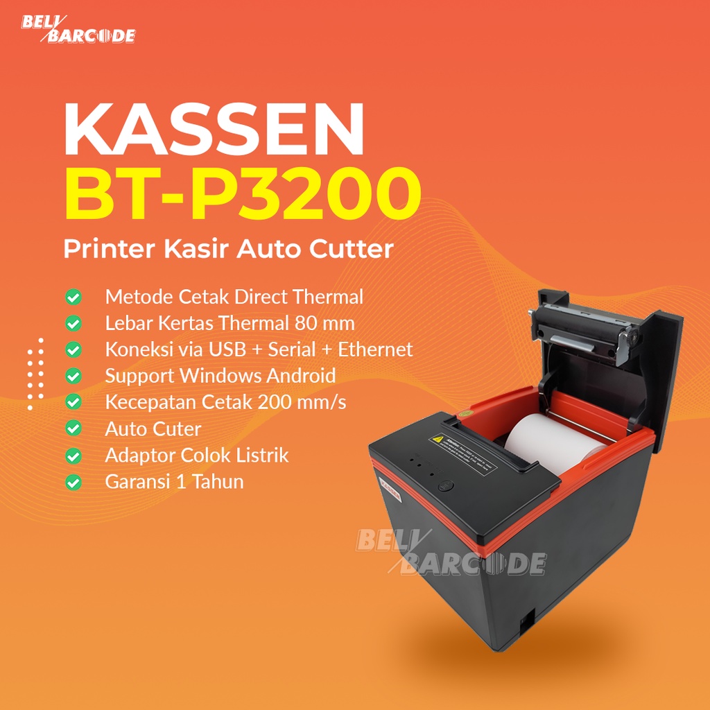 Printer Thermal Kassen BT-P3200 Auto Cutter Cetak Struk Kasir