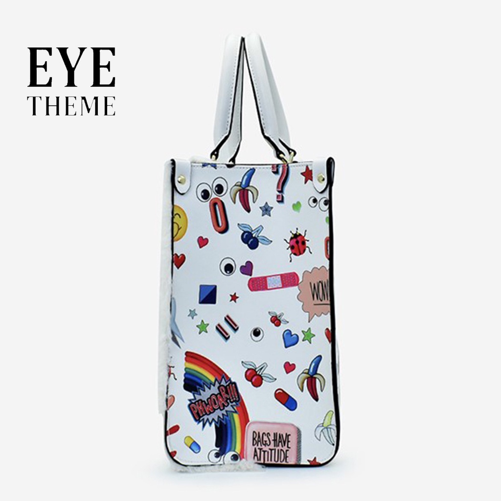 EYE THEME ~ Tas Wanita Oferry Faux Fur Eye Theme Printed Tote Bag 9454-307