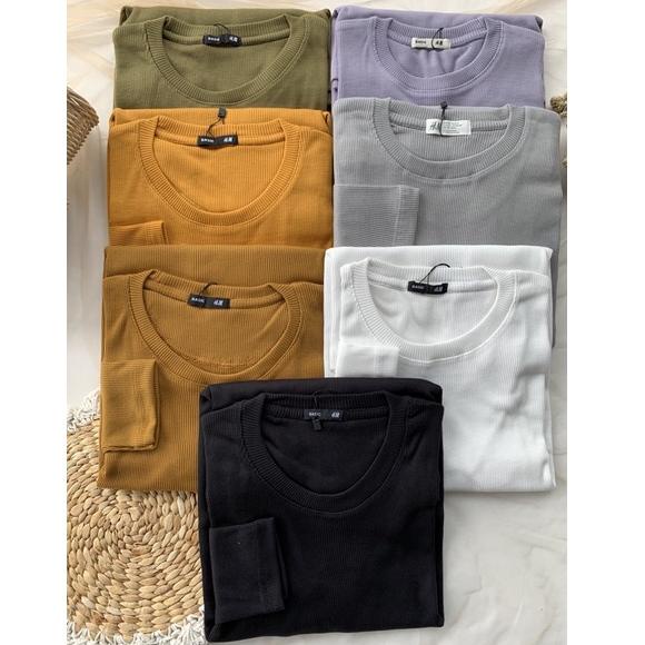 PRODUK KEREN U34 (COD) Kaos RIB Deluxe lengan panjang wafer grosir Basic premium polos rajut knit te