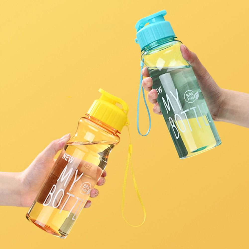 ღ Luar Ruangan Kapasitas Besar Botol Air Olahraga Warna Transparan Pet Dingin Kebugaran Cangkir Air Gym Portabel Perjalanan Tahan Bocor Minum botol 650Ml