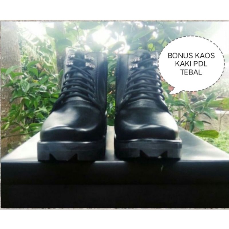 Sepatu pdh kulit tni polri security hitam doff dan kilap