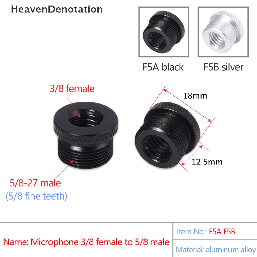 [HeavenDenotation] Microphone Stand Conversion Screws 3 / 8 Female to 5 / 8 Male Screw Thread Adapter HDV