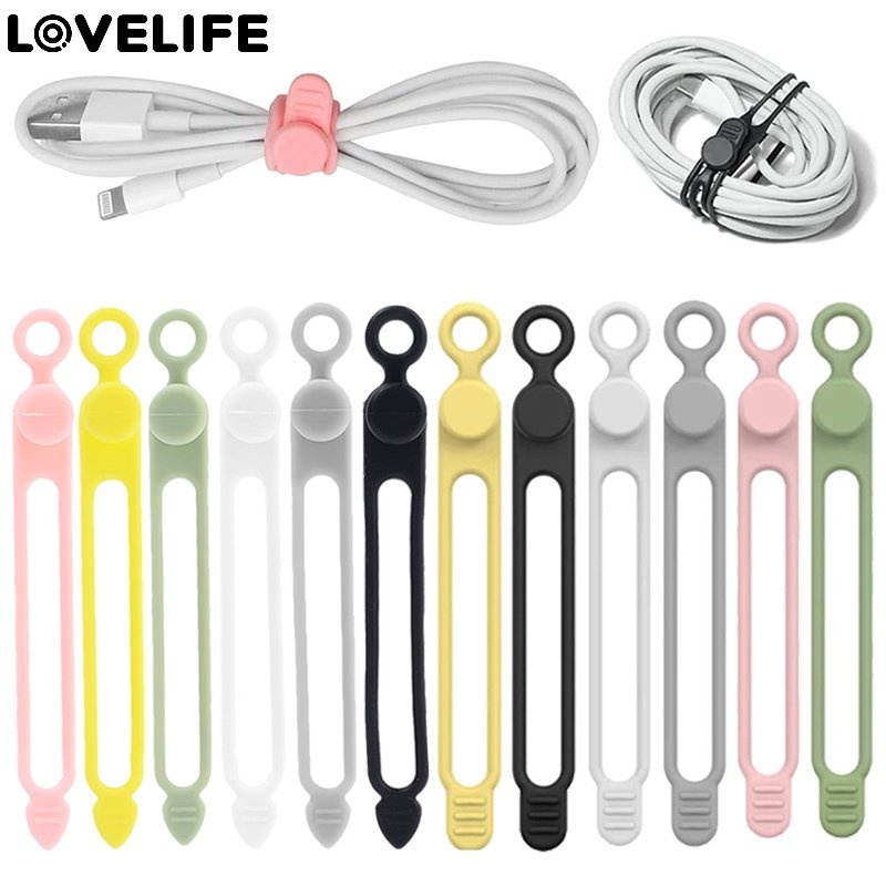 [Unggulan] 1per5pcs Data Line Organizer Ponsel Charging Wire USB Data Cord Organizer Headphone Kabel Winder 3lubang Silikon Pemangkas Kawat Data