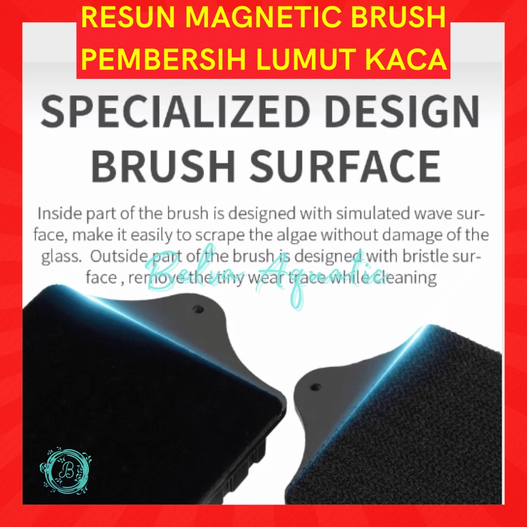 RESUN MAGNETIC BRUSH MEDIUM Sikat Sinking Magnet Pembersih Lumut Kaca Alga Algae Cleaner Aquarium Aquascape Ukuran Sedang MB-M